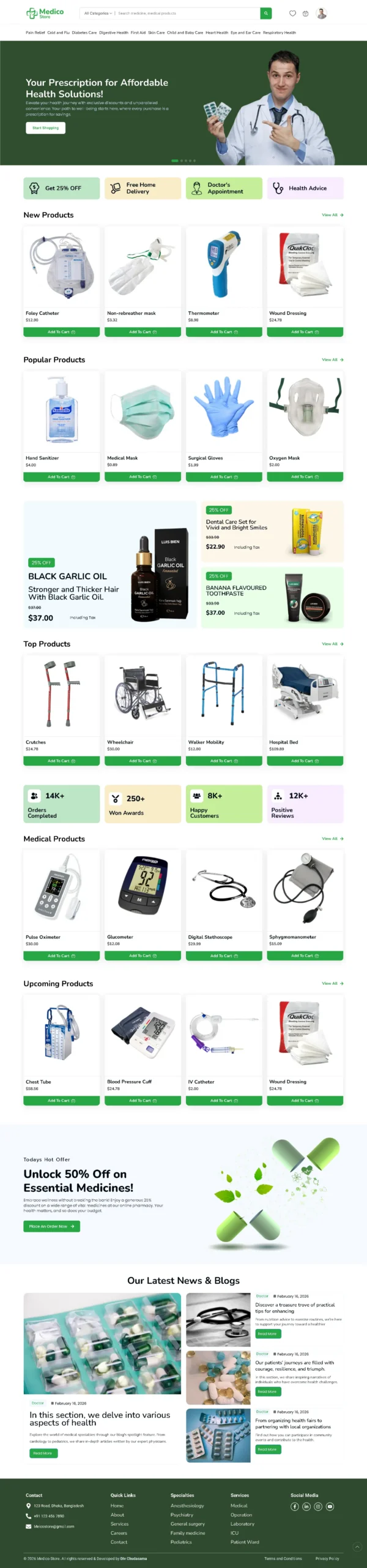 Medico Pharmacy Store - Healthcare Online Store Web Design