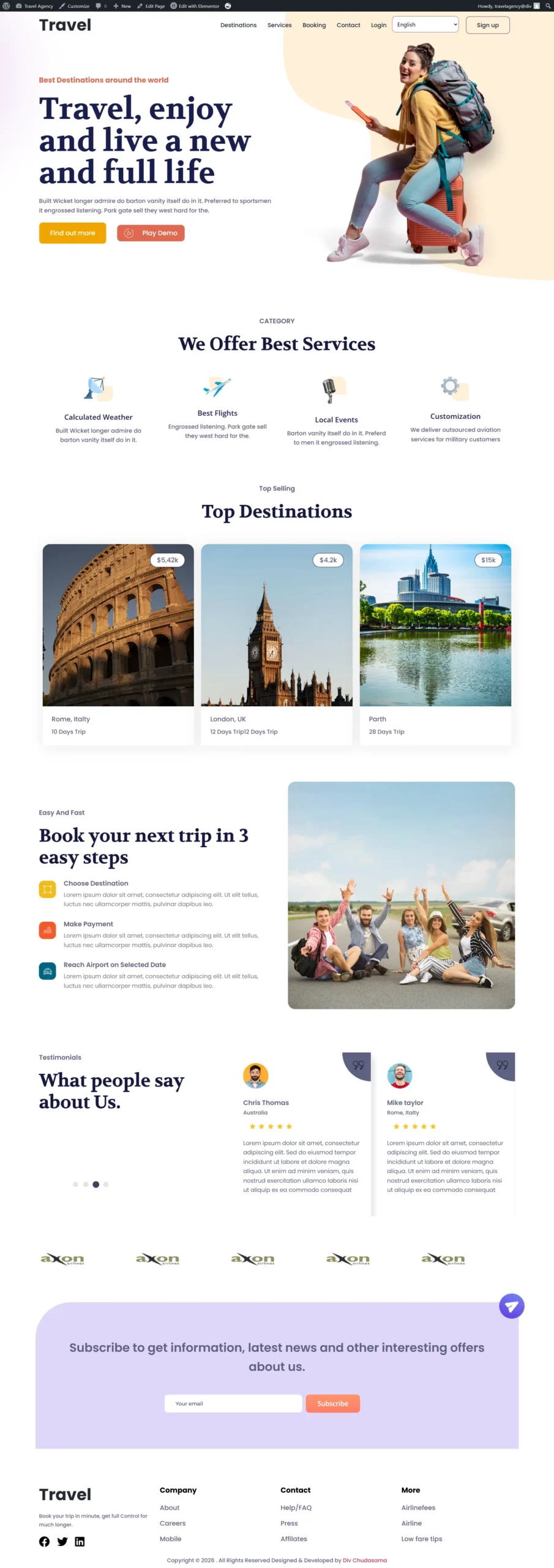 Global Wanderlust - Travel and Tourism Booking Platform Design